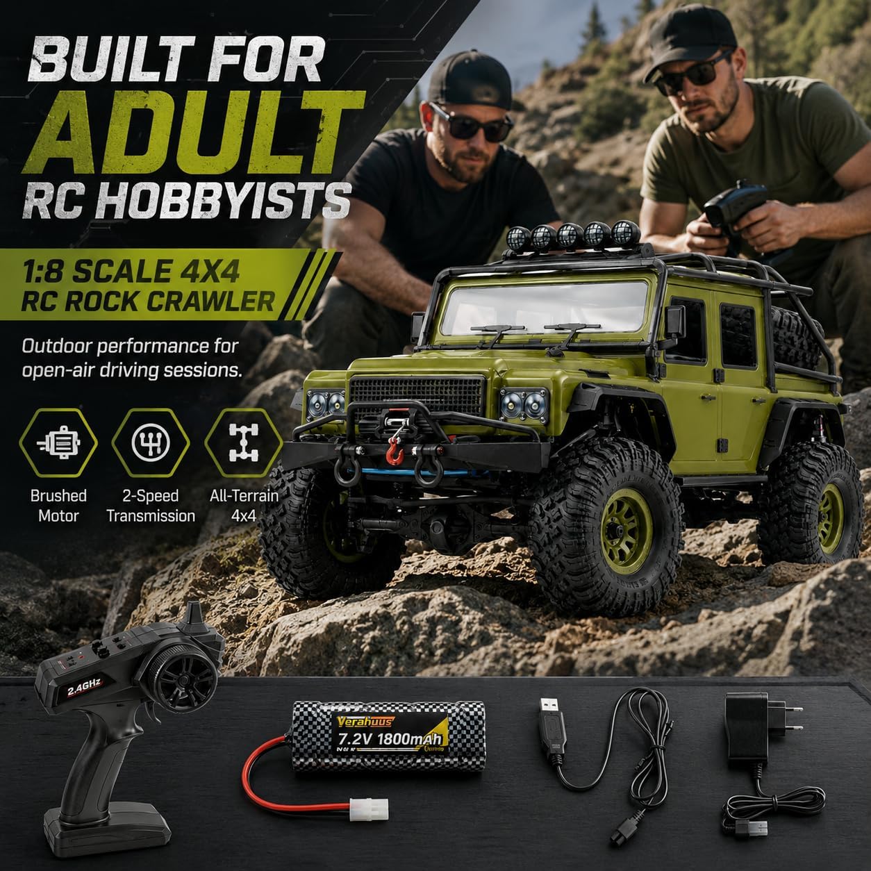 성인용 무선 조종 트럭 - 1:8 스케일 4x4 오프로 - Rc Hobby Grade Crawler 리뷰 및 가격