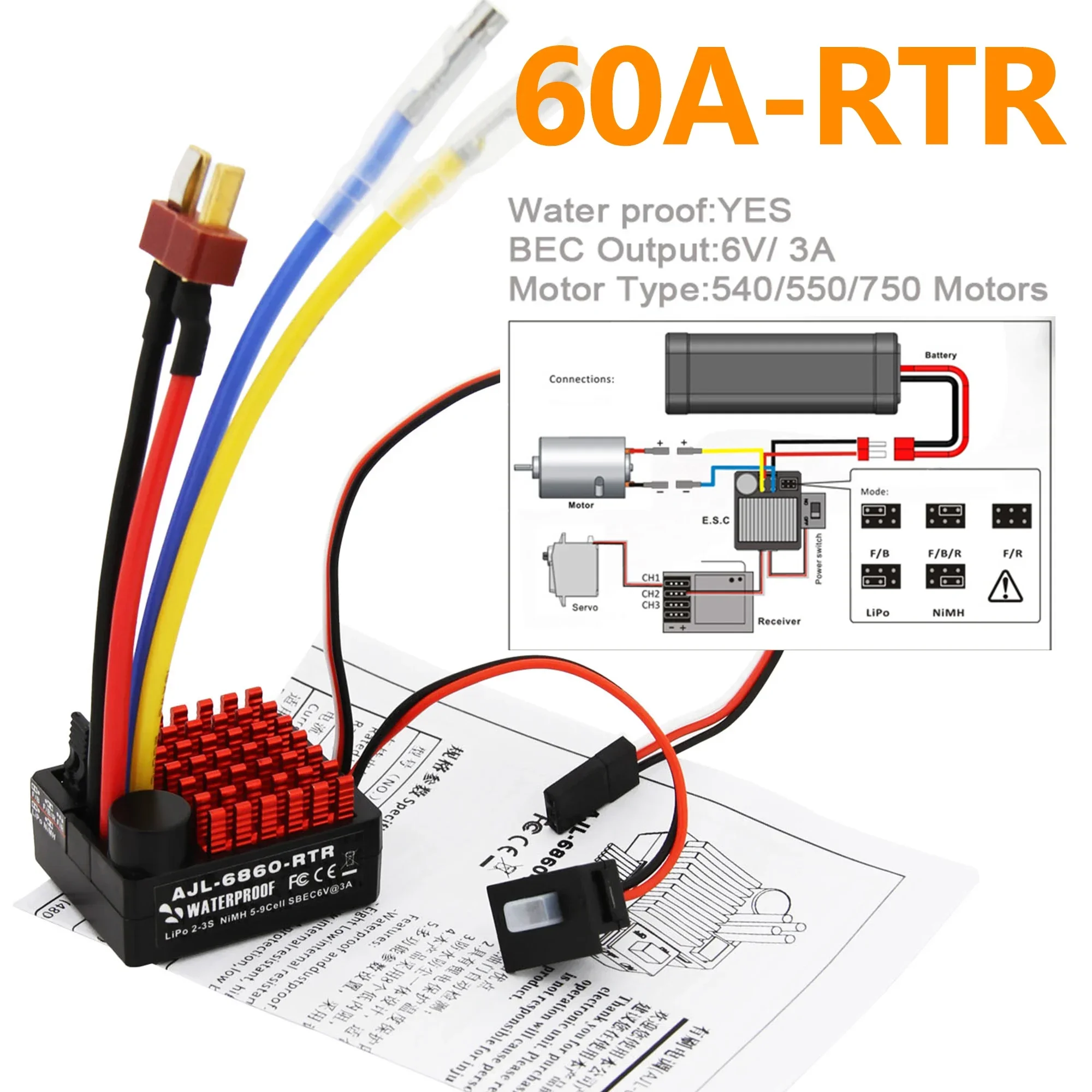 60A 방수 브러시드 ESC RTR 1060 6V/3A - Esc Waterproof 60A 리뷰 및 가격