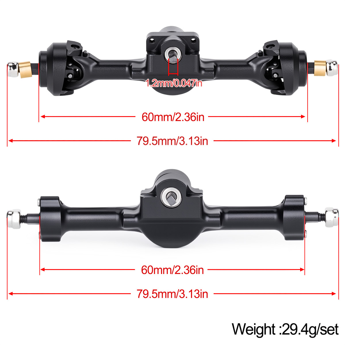 알루미늄 합금 완전 앞뒤 차축 +5mm 폭 증가 1/3 - Rc Hobby Products 리뷰 및 가격